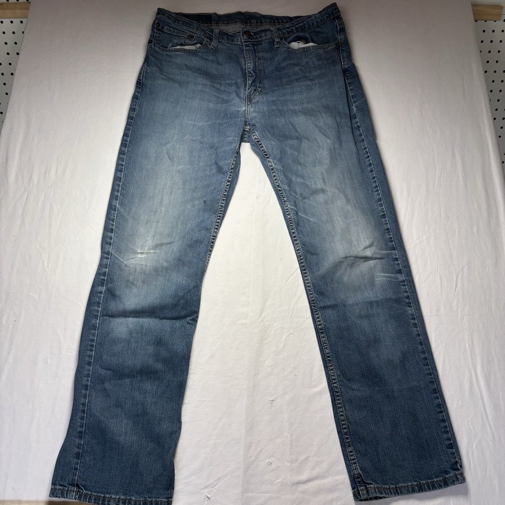 Levis‎ 514 Straight Fit Mens Jeans 36x32 Medium Wash Denim Stretch Classic Blue